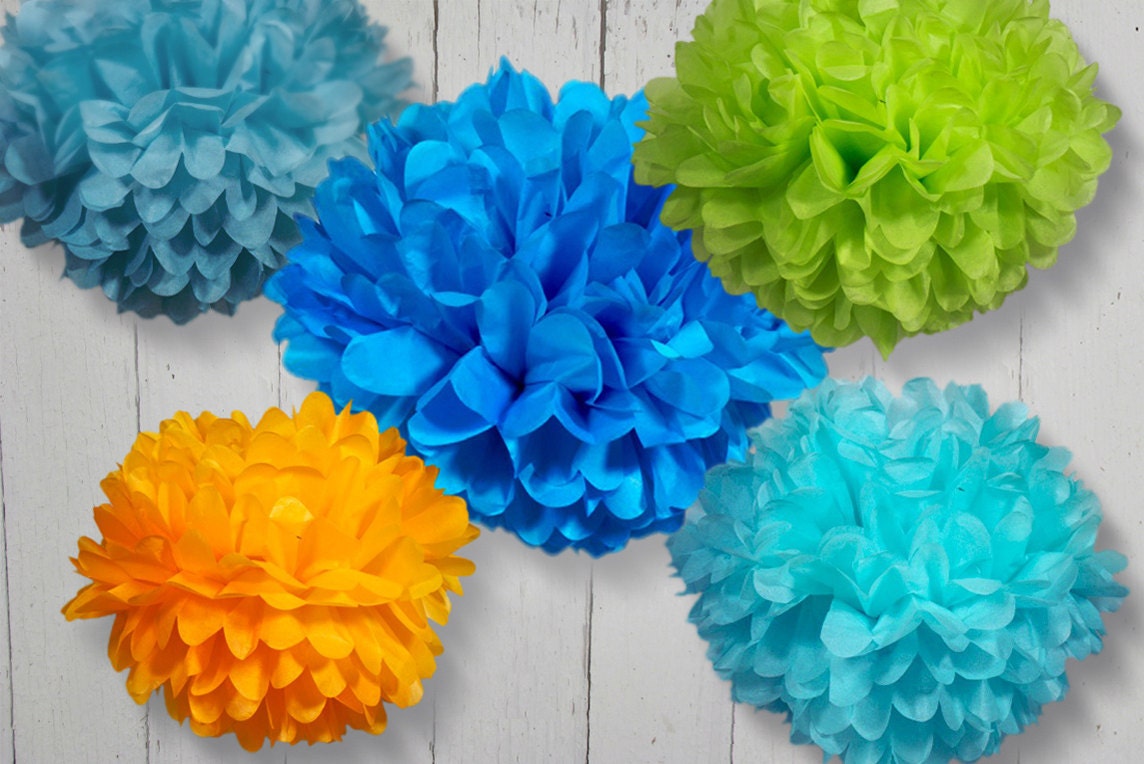 Set of 10 Tissue Paper Pom Poms - Choose your Colors
