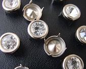 100pcs Strass Crystal Stud 8mm, Spot Spikes Rivets Leather - nickel/silver BRASS