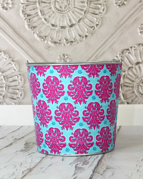 Newborn Prop Posing Bucket Pink Purple Blue Damask Galvanized Bucket