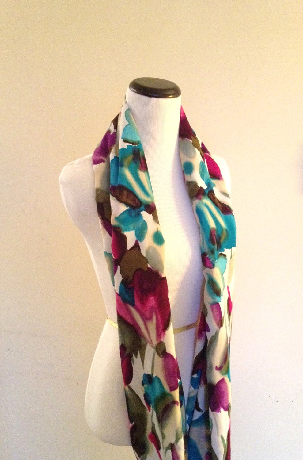 Spring Fashion Floral Print Infinity Scarf. Cowl Scarf Flower Print. Spring and Summer Scarf