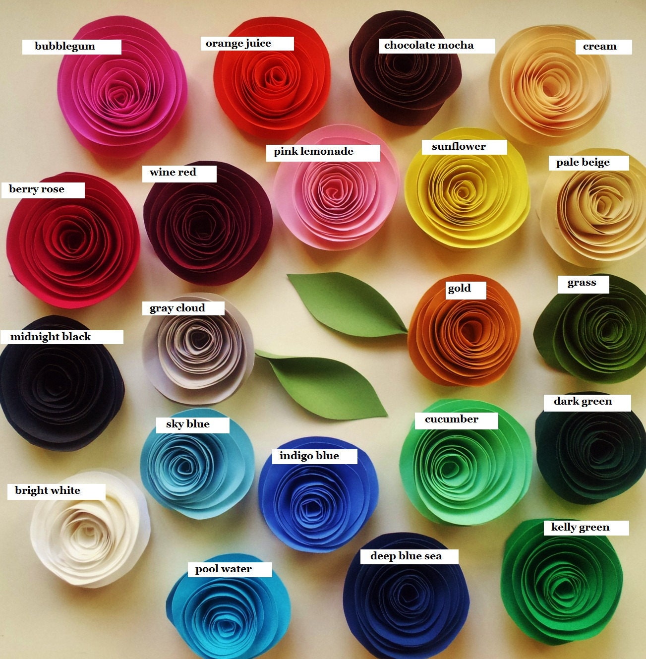 20 Paper Flowers - Any Color(s) - Handmade Paper Flower Bouquets - Custom Order Form - Bridal, Birthdays, Holidays, Weddings.