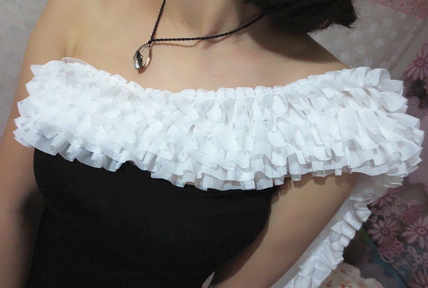 Lace Trim Lace Fabric White Chiffon Trim Wedding Fabric 6 layers 3.74'' width 1 yards