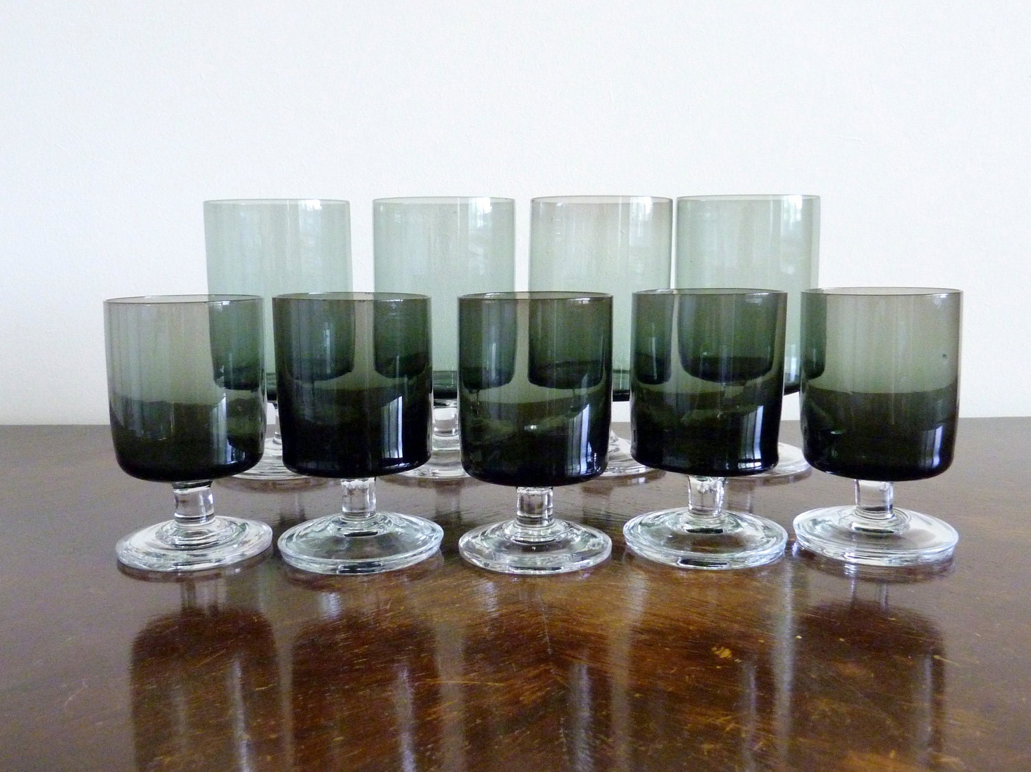 Drinking Glasses Mid Century Grey Gray Glassware Stem Shot Sherry Liqueur