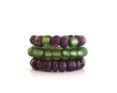 Beaded Rings Stretch Rings Stacking Rings Purple Green Unique Gift For Her Christmas Stocking Stuffer Birthday Under 5 Item A43 - BohemianEarthDesigns