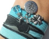 Tree of Life Silk Wrap Bracelet Yoga Jewelry Good Luck Bohemian Anklet Necklace Earthy Unique Gift Under 50 Item S14