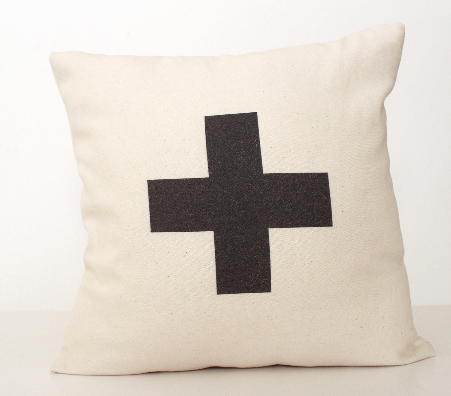 Plus Typographic / Swiss Cross  16x16 inch  Pillow Cover, Throw Cushion, Minimalist and chic
