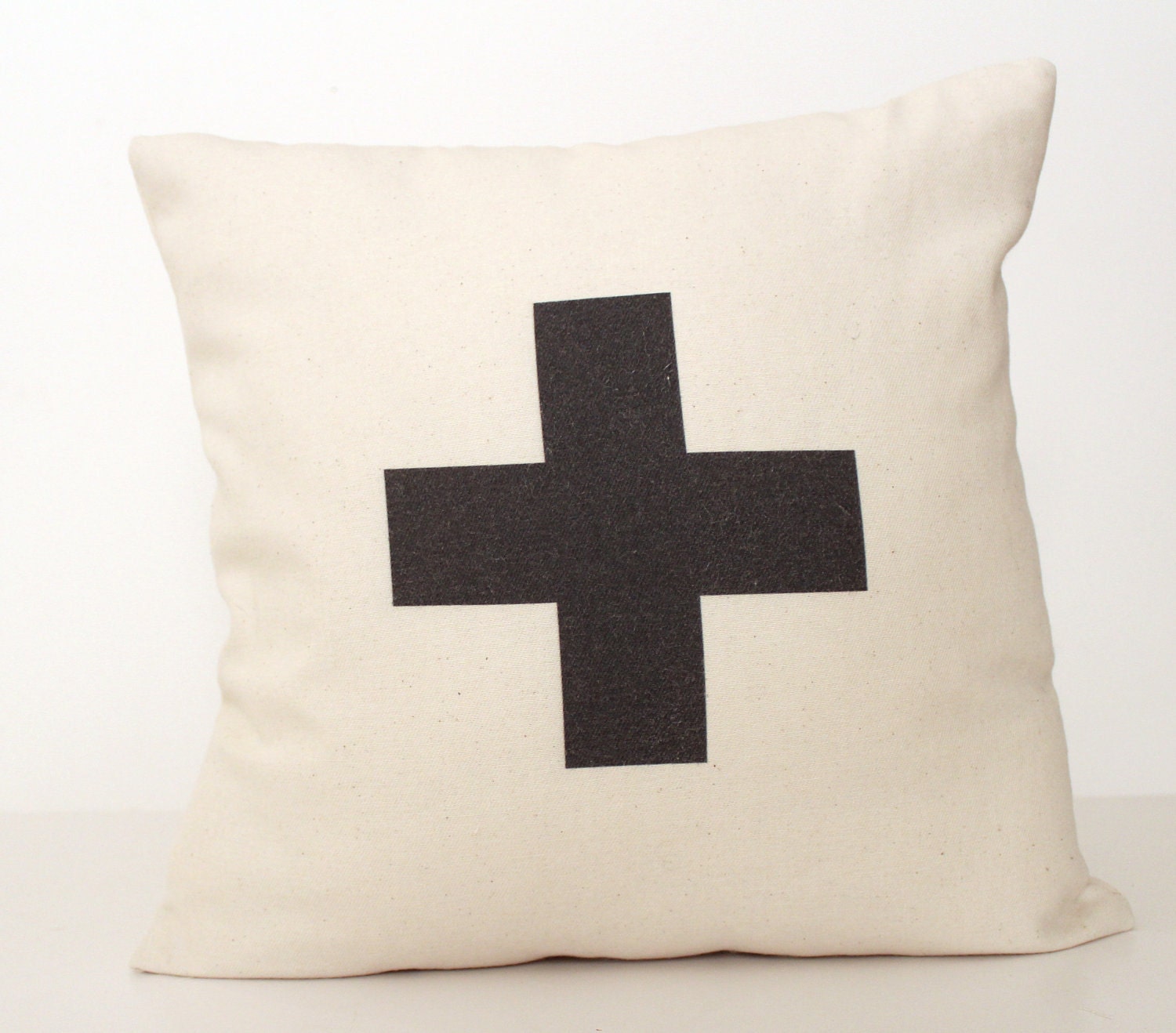 Plus Typographic / Swiss Cross 16x16 inch Pillow Cover, Throw Cushion, Minimalist and chic
