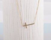 Sideways Cross Necklace In Gold