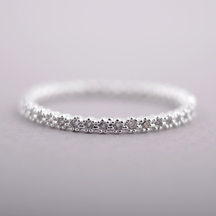 Single Silver Diamante Band Ring