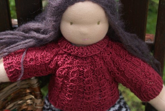 Knitting Pattern for a  16 - 18 inch Waldorf Doll "Brambleberry Turtleneck Sweater)