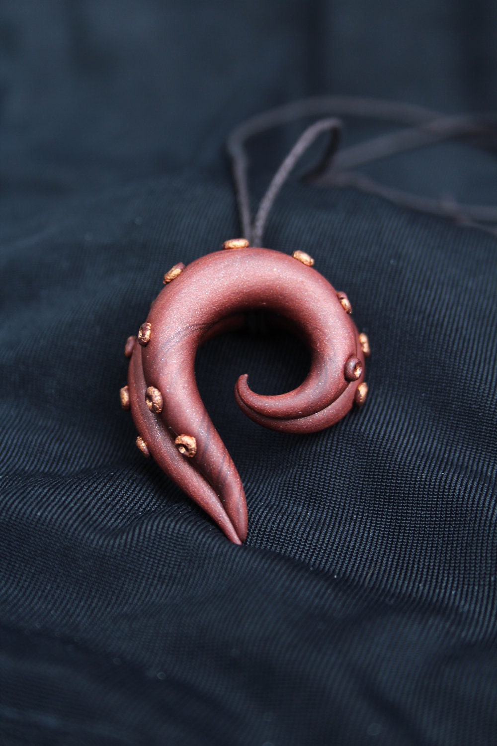 Dual Tentacle Copper Polymer Clay Pendant