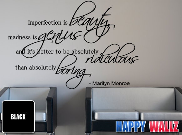 Marilyn Monroe Wall Quotes Vinyl Sticker Quote Art Decor Love Imperfection is Beauty