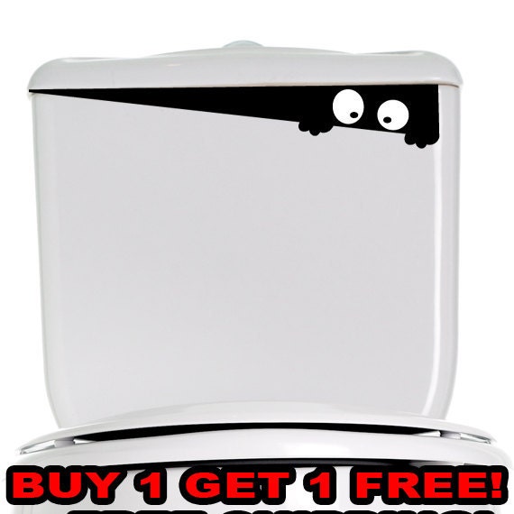 Little Monster Toilet Sticker Decal Vinyl Art Home Decor With Eyes Toilet Bathroom FREE SHIPPING