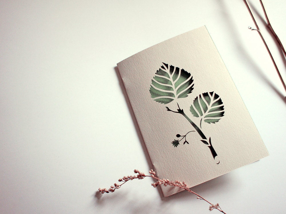 Linden tree - papercut greeting card - 4 x 6 inches - Papercutout