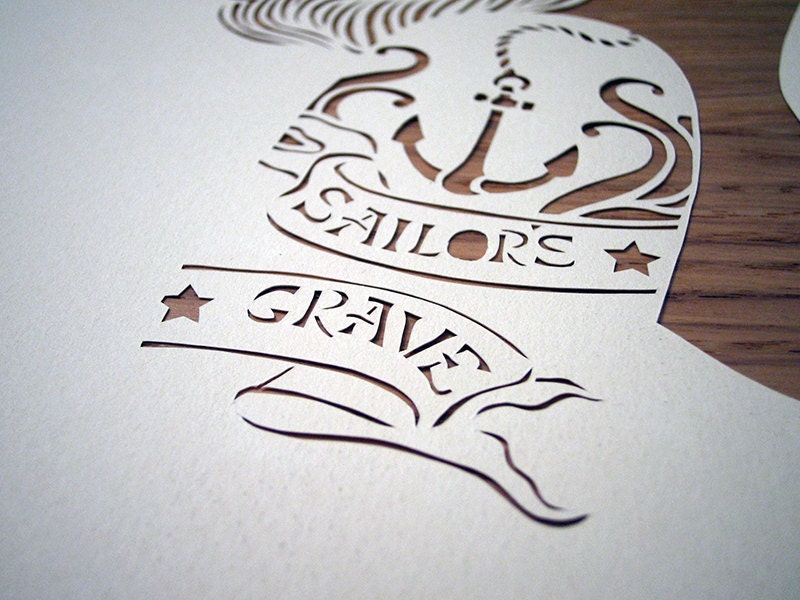 Sirene - handmade papercut poster - A4