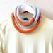 Knitted color block orange and pale blue skinny infinity rope necklace scarf by PL wear