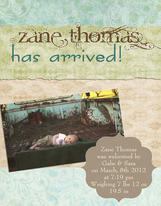 Birth Announcement Magnets or Cards Personalized Eco-Friendly FREE SHIPPING