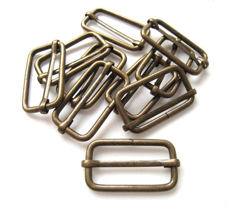 Antique Brass Rectangle Slider Rings Finding for Handmade Bags - Pack of 10pcs (3.4cm x 1.5cm)