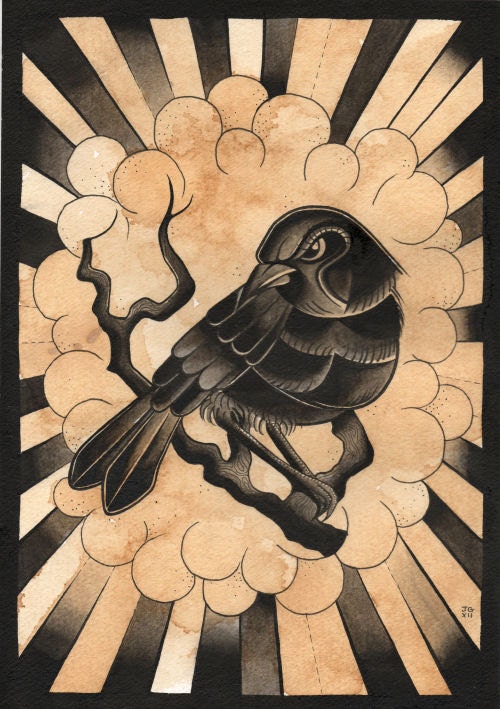 Mockingbird / Crow Tattoo Art Print