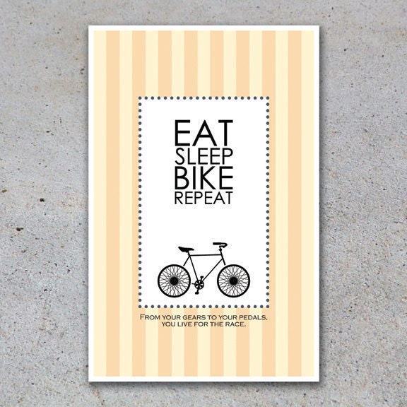 Eat, Sleep, Bike, Repeat - 11x17 Cycling Pride Poster, Victorian Inspired Art Print