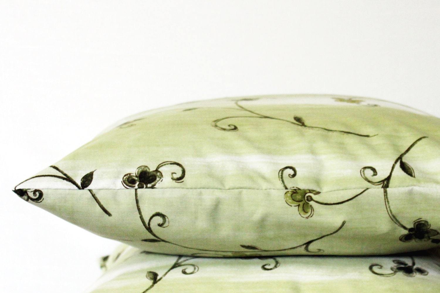 63%OFF - 2 Green and White Pillow Covers - Set of 2 - 18x18 Cushion Covers - Modern Floral Throw Pillow Covers