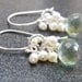 Sage Green Quartz Pearl Earrings in Sterling Silver, Handmade Spring Summer Everyday