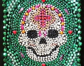 Skull Cross - Mardi Gras Bead Mosaic Wall Art