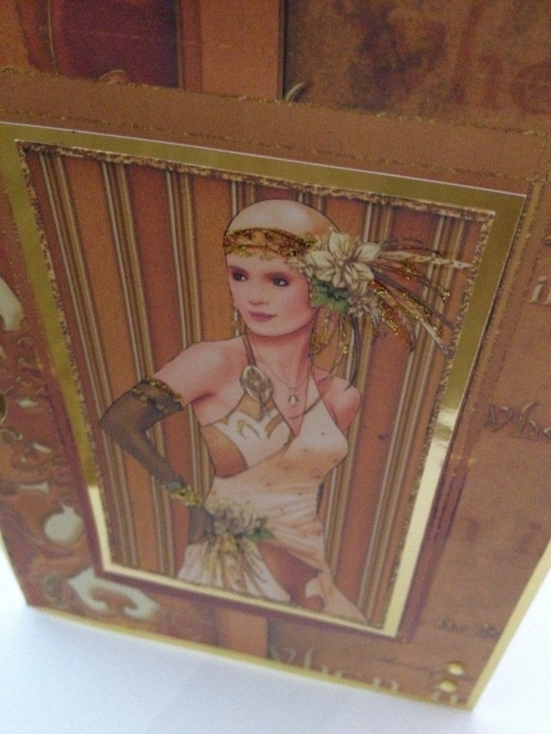 Art deco era, prom design, wedding, glitter, embellishments, gold, greeting, birthday card, mothers day, special occasion, 3d,friendship.