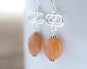 Orange Aventurine Earrings, Orange and Silver Dangle Earrings, Orange Earrings