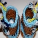 Baby Crochet owl booties - baby booties - perfect baby gift SO cute - available in any size preemie through toddler-Sky Blue and Brown
