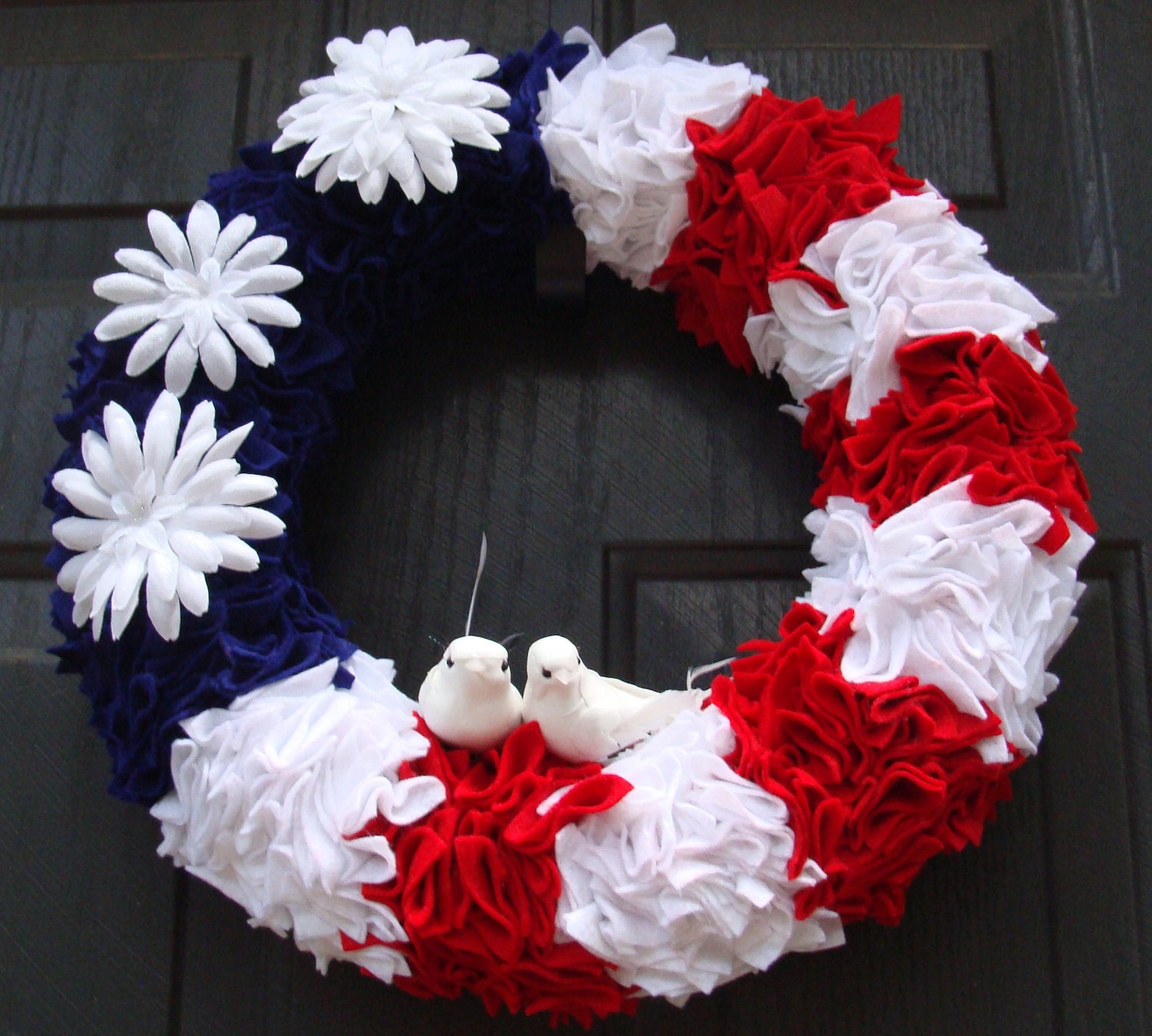 Patriotic Wreath, Red White and Blue