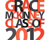 CUSTOM Personalized Graduation Announcement typography print - 11x14 inches