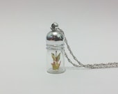Miniature Origami Cranes Necklace - 2 tiny cranes in glass