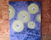 purple blue and green contemporary flower oil painting 22"X28"