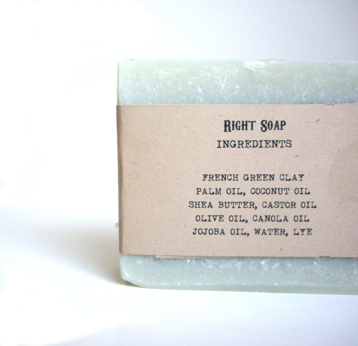 French Green Soap - Natural Soap, Vegan Soap, Unscented Soap, Handmade Soap, Cold Process Soap,