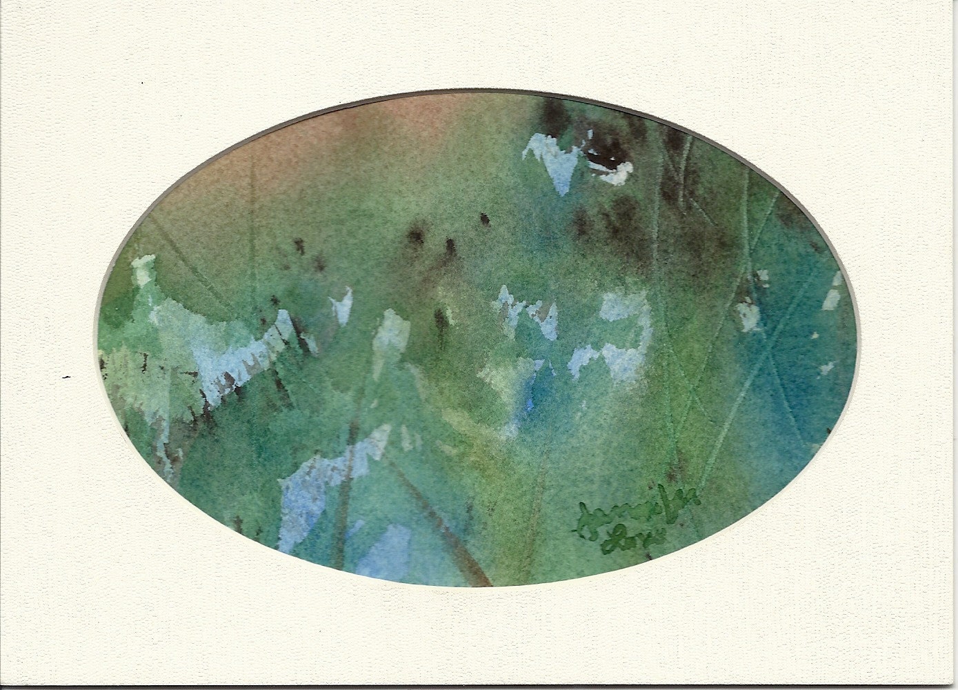 Original Watercolor - Jennifer Love Artwork Matted Painting Blue Abstract Floral Garden In the Blue OOAK SFA EBSQ