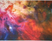 Astronomy Fabric Orion Nebula Photograph 25 x 17 inches on Cotton Sateen Fabric