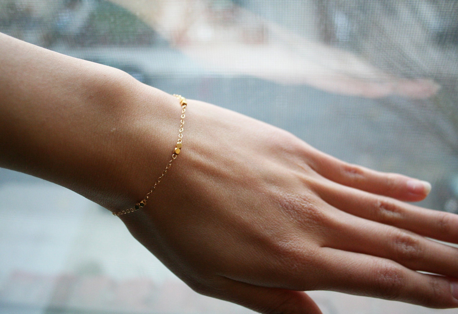 14k gold filled bracelet with gold nuggets
