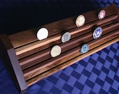 Display rack for military challenge coins in YOUR CHOICE of four woods - Customizable
