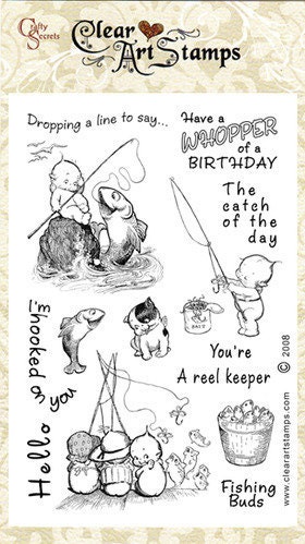 Fishing Buds SM16 Clear Art Stamp Vintage Set