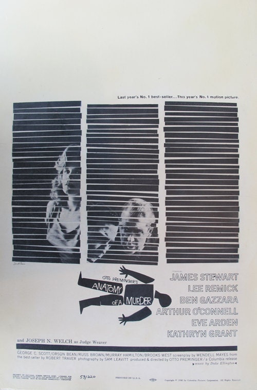 Anatomy of a Murder, US Window Card (14x22in), for the original release of the movie in 1959. Paper-Backed