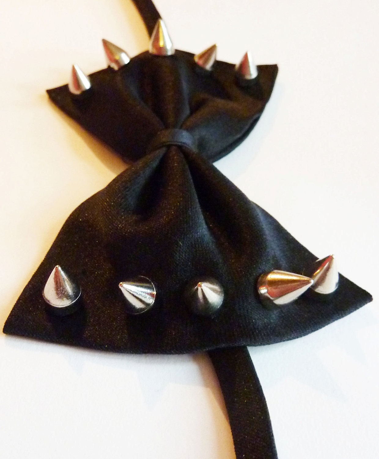 Spike Studded Black Bow Tie Mens or Ladies Formal Neck Tie Tuxedo