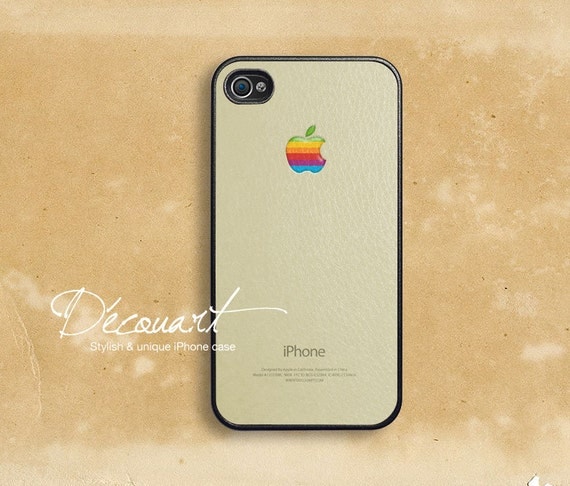 iPhone 5 case, iPhone 4 case, iPhone 4s case, case for iPhone 4, Mac classic with rainbow apple logo B254