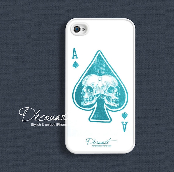 iPhone 5 case, Skull iPhone 4 case, iPhone 4s case, case for iPhone 4, tangerine, Skull and Ace W305