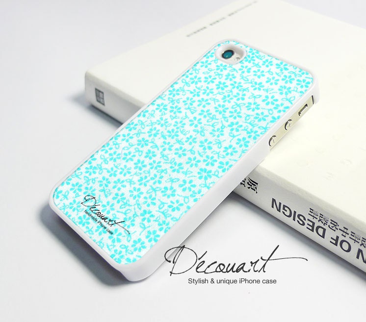 iPhone 5 case, iPhone 4 case, iPhone 4s case, case for iPhone 4, mint teal floral pattern W221
