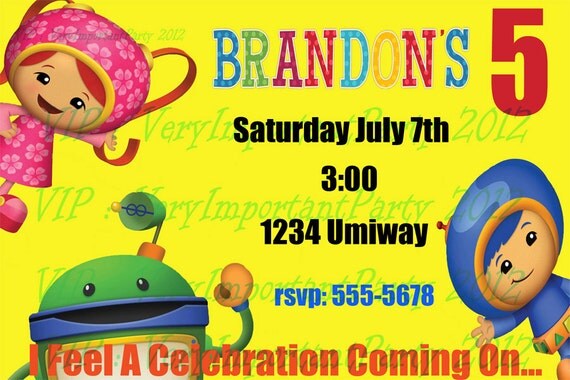 Team UmiZoomi Birthday Party Invitation Set - Includes Thank You - Digital - Special Price Il_570xn