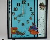 Pirate Clock Decoration, Unique Wall Clock With Pirates of the Caribbean for Boys Rooms, Birthday, Handmade By N-Chanted Clocks & Gifts
