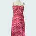 SUPER SALE - 40% off - Julie summer dress - cotton dress in coral red with little sailboats print w/ belt