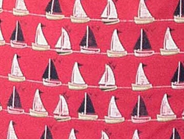 SUPER SALE - 40% off - Julie summer dress - cotton dress in coral red with little sailboats print w/ belt