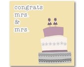 Lesbian Engagement Congratulations Card // Mrs & Mrs // Cake